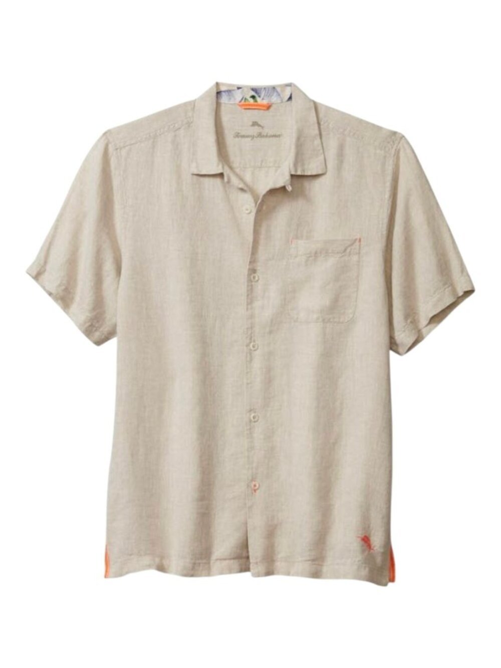 Tommy Bahama Button Down Sea Glass Linen Camp Shirt sz 3XL T beige pocket New